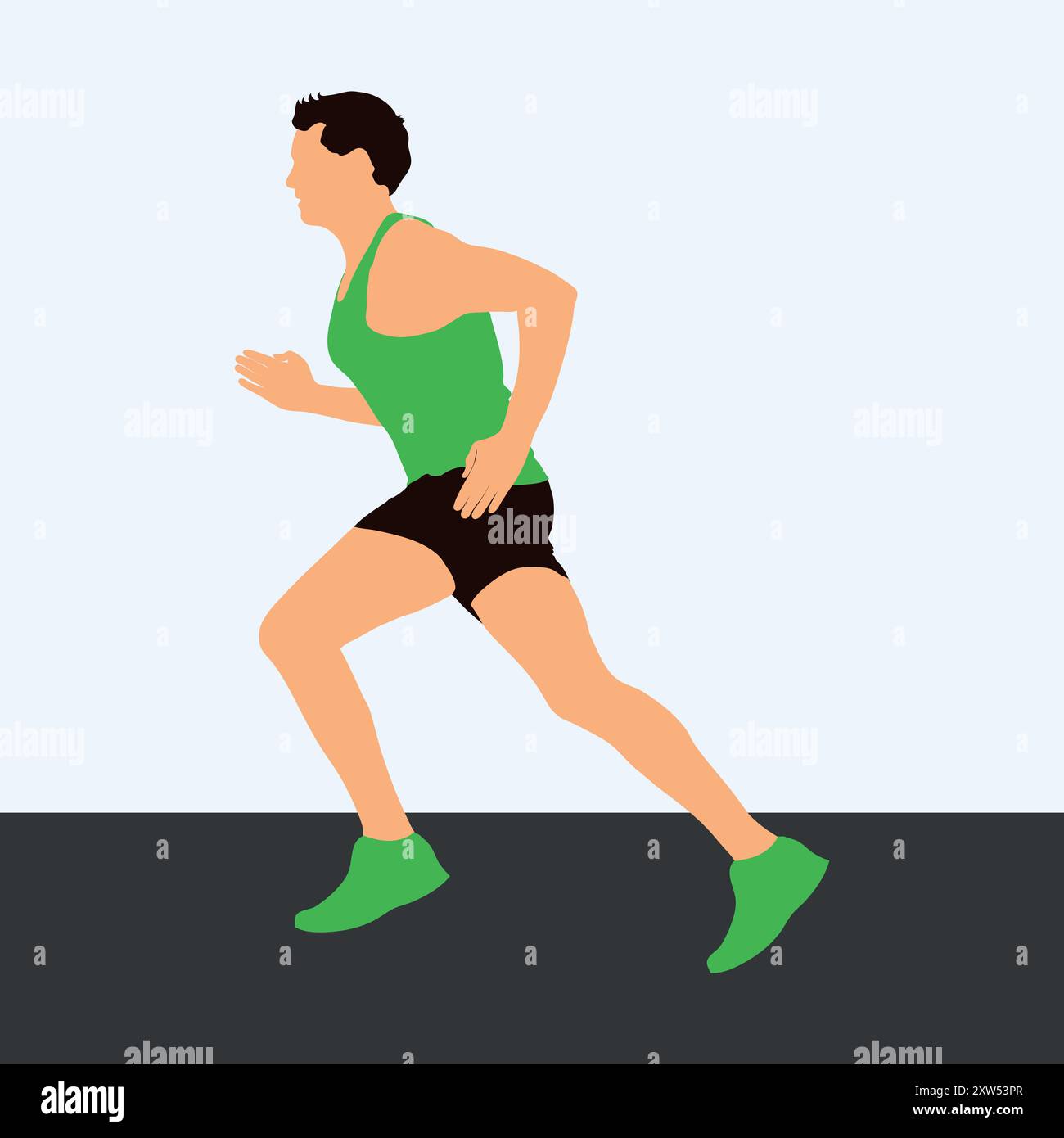 Junger Mann, Der Im Freien Läuft - Illustration Zum Fitness-Lifestyle Stock Vektor