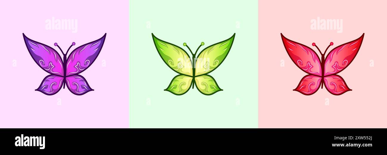 Farbenfrohe Schmetterlingsillustrationen - Lebendige Naturkunst Stock Vektor