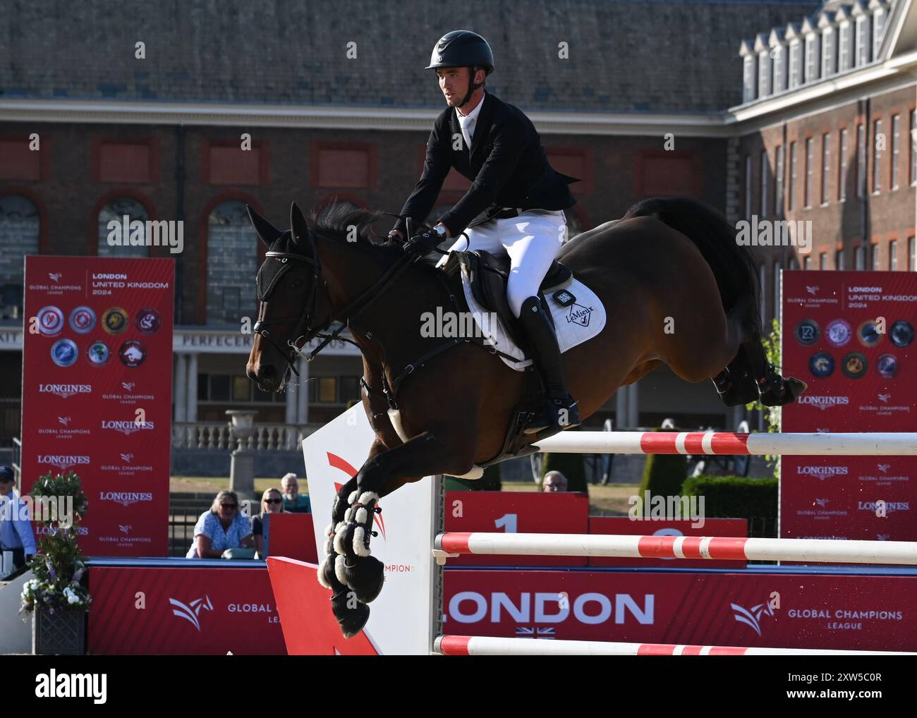 LONDON, GROSSBRITANNIEN. August 2024. Olivier Philippaerts absolvierte beim LGCT London 2024 ist die zweite Runde der Einzelqualifikation für die GCL of London in London, Großbritannien. (Quelle: Siehe Li/Picture Capital/Alamy Live News Stockfoto