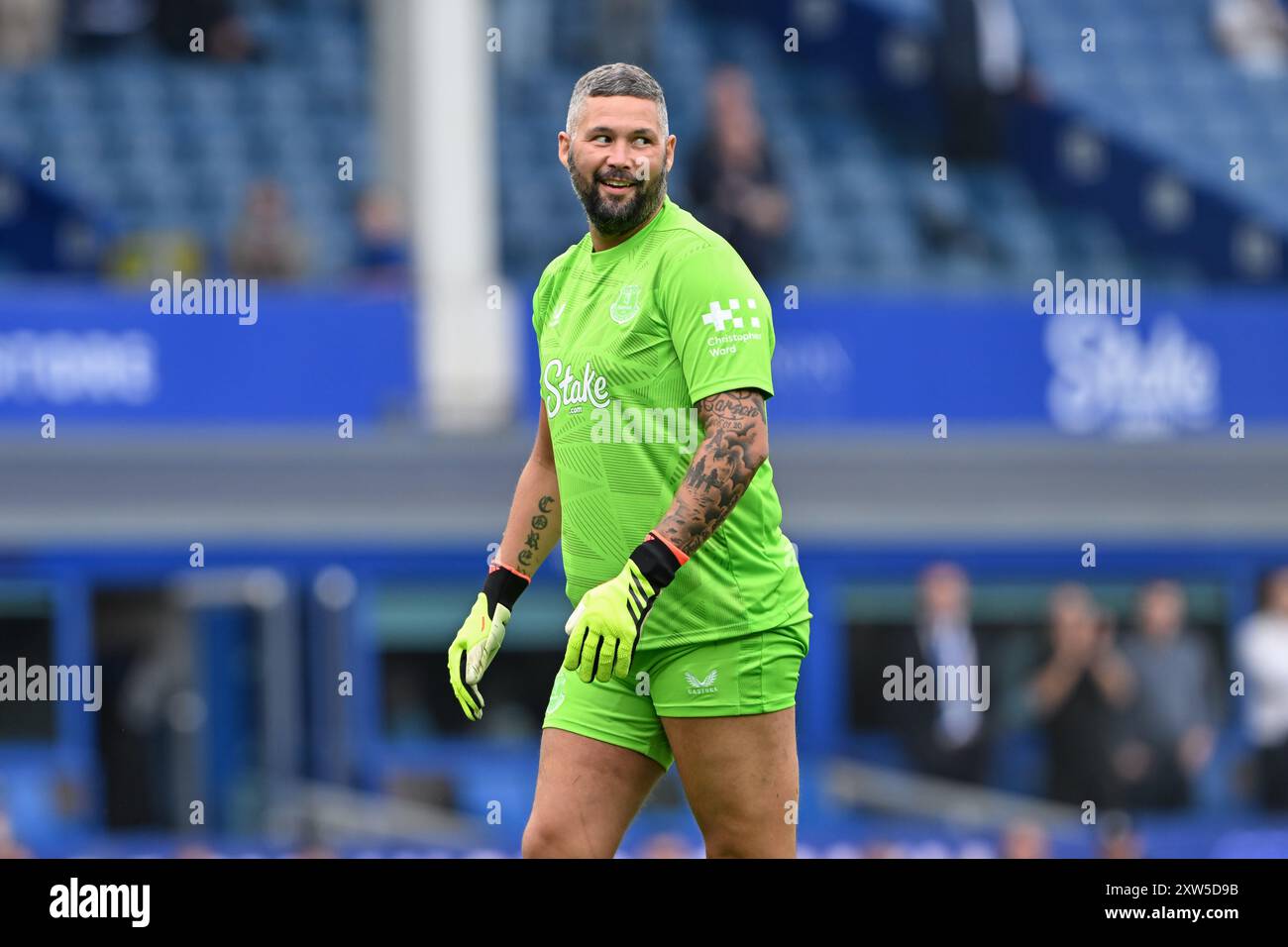 Liverpool, Großbritannien. August 2024. Ehemaliger Profiboxer Tony Bellew während der Halbzeitpause während des Premier League-Spiels Everton gegen Brighton und Hove Albion im Goodison Park, Liverpool, Vereinigtes Königreich, 17. August 2024 (Foto: Cody Froggatt/News Images) in Liverpool, Vereinigtes Königreich am 17. August 2024. (Foto: Cody Froggatt/News Images/SIPA USA) Credit: SIPA USA/Alamy Live News Stockfoto