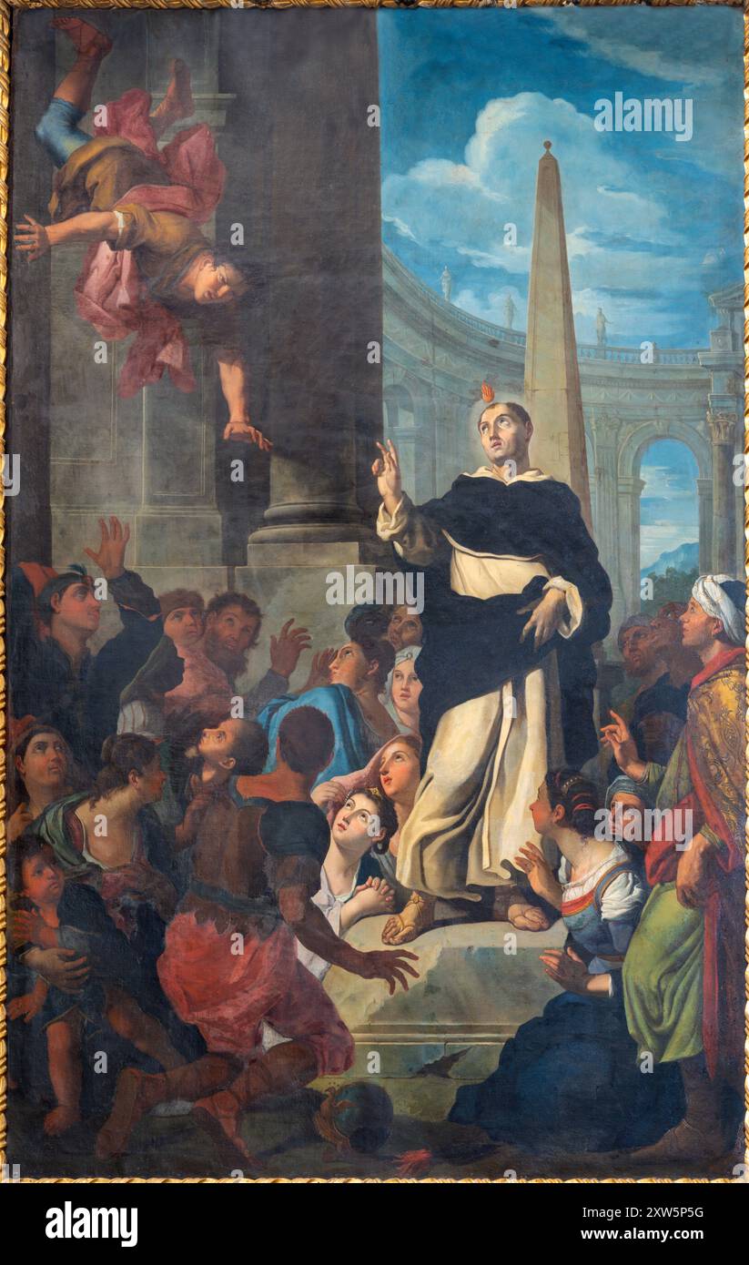 PERUGIA, ITALIEN - 15. MAI 2024: Gemälde des hl. Vincent Ferrer in der Kirche Basilica di San Domenico von unbekanntem Künstler. Stockfoto