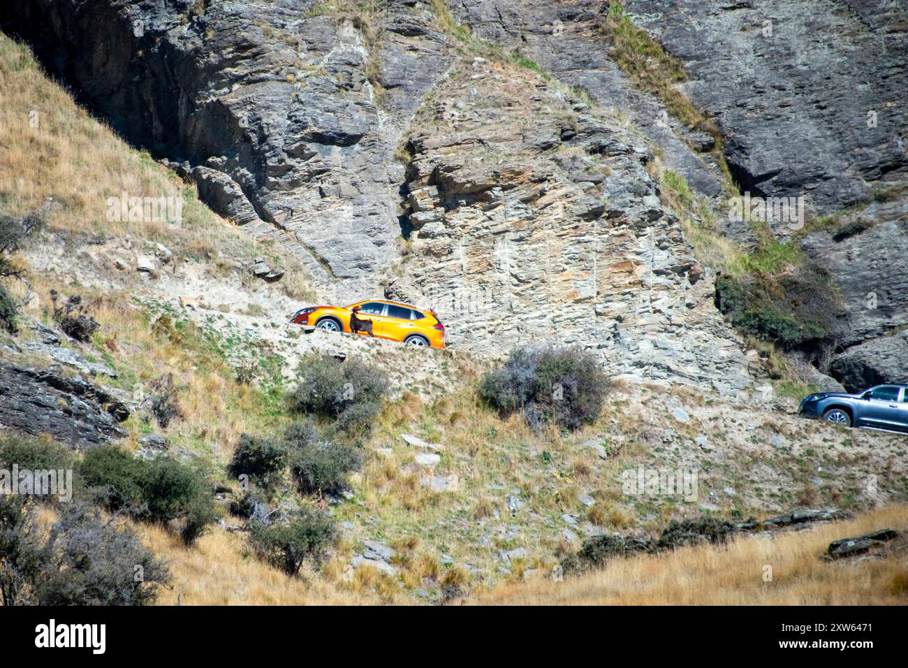 Fahrstrecke in Deer Park Heights - Queenstown - Neuseeland Stockfoto