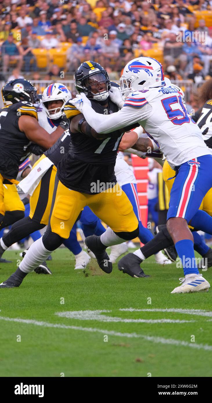 17. August 2024: Broderick Jones #77 beim Spiel Steelers vs Bills in Pittsburgh, PA. Jason Pohuski/CSM Stockfoto