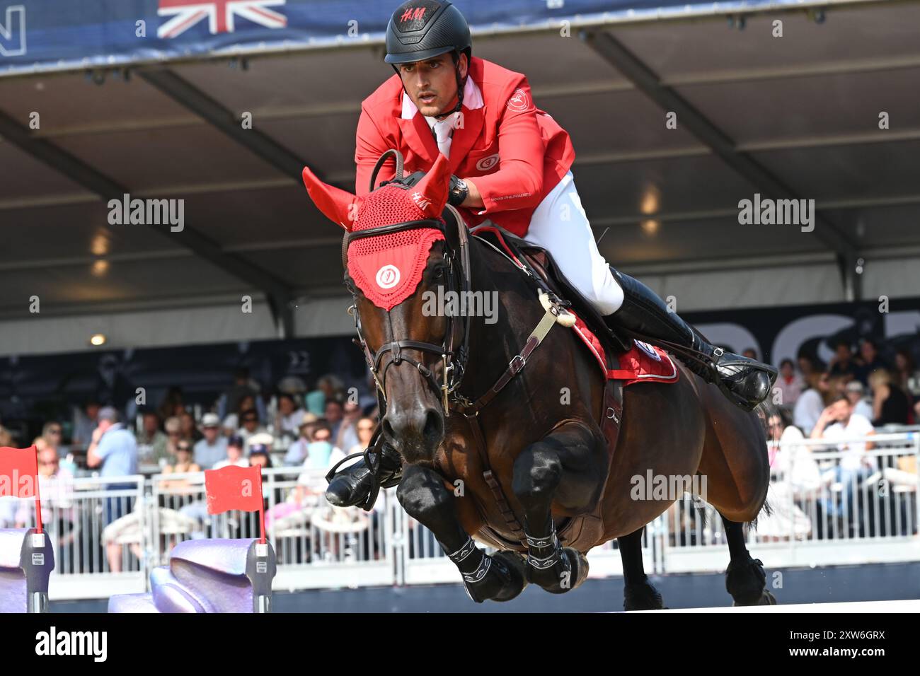 LONDON, GROSSBRITANNIEN. August 2024. Olivier Philippaerts absolvierte beim LGCT London 2024 ist die zweite Runde der Einzelqualifikation für die GCL of London in London, Großbritannien. (Quelle: Siehe Li/Picture Capital/Alamy Live News Stockfoto