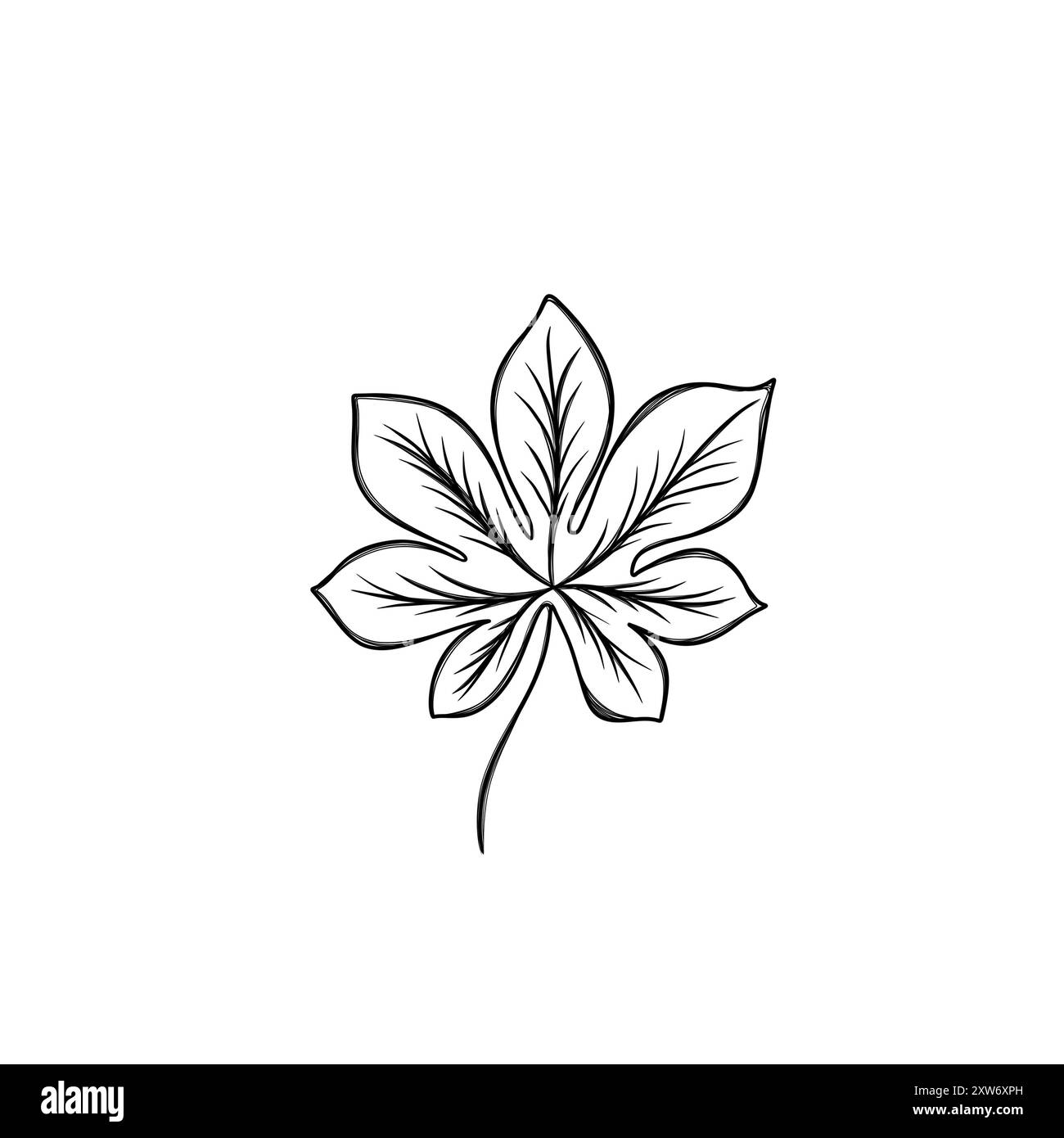 Freihandskizze des Herbstblattes, Vorlage für Aufkleber Stockfoto