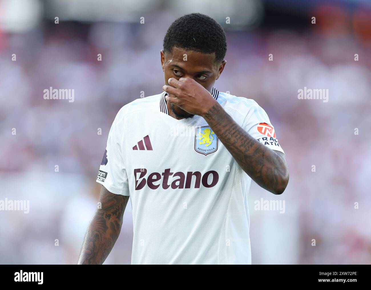 London, Großbritannien. August 2024. Aston Villa's Leon Bailey während des Premier League-Spiels im London Stadium. Der Bildnachweis sollte lauten: Paul Terry/Sportimage Credit: Sportimage Ltd/Alamy Live News Stockfoto