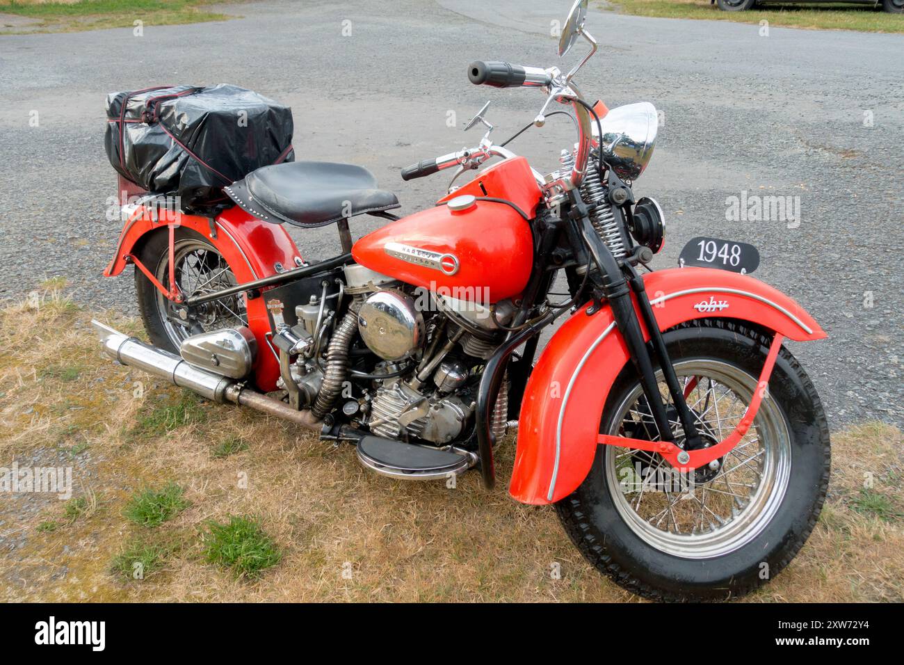 Harley Davidson FL 1200 Panhead - Harley Davidson Motorradveteran 1948 Stockfoto