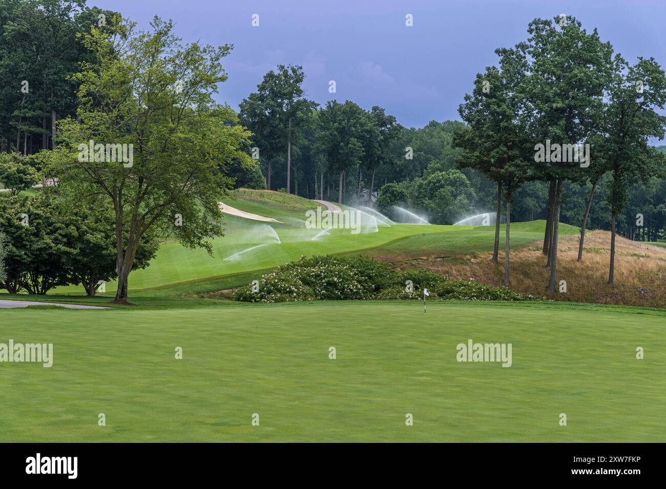 Golfplatz Bewässerungssprinkler, Pennsylvania, USA Stockfoto