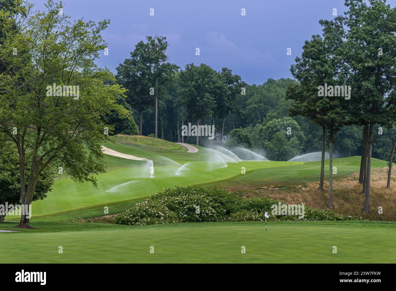 Golfplatz Bewässerungssprinkler, Pennsylvania, USA Stockfoto