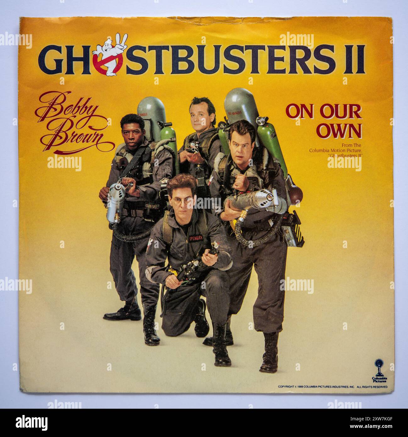 Das Cover der sieben-Zoll-Single-Version von On Our Own from the Ghostbusters 2 Soundtrack, veröffentlicht von Bobby Brown im Jahr 1988 Stockfoto