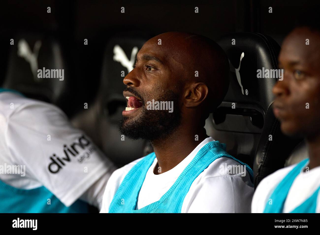 Dimitri Foulquier von Valencia CF während des Spiels der La Liga zwischen Valencia CF und FC Barcelona am 17. August 2024 in Valencia, Spanien, im Estadio Mestalla Stockfoto