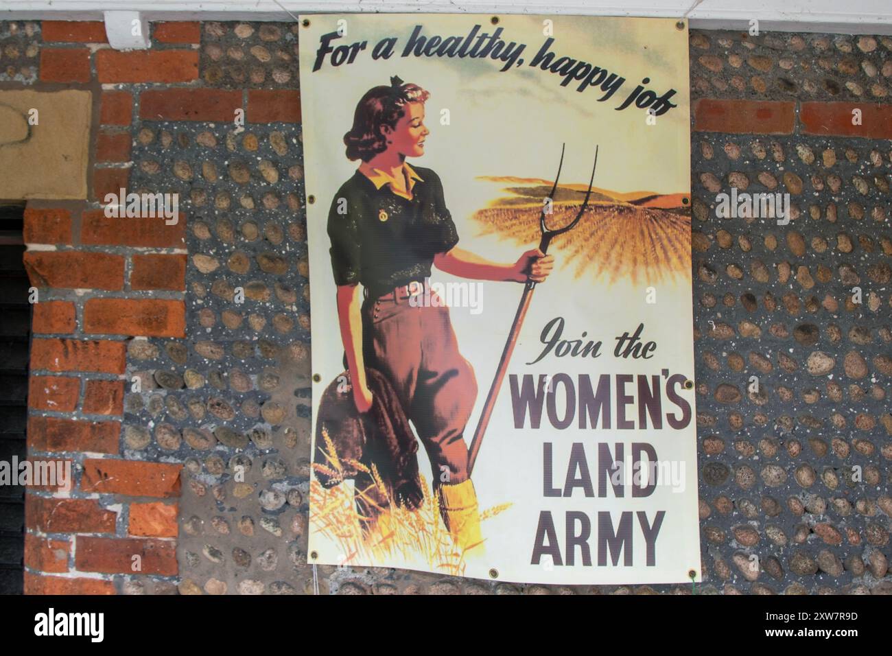 Frauen-Landarmee: Suche nach Propagandaplakaten für den Sieg im Krieg Stockfoto