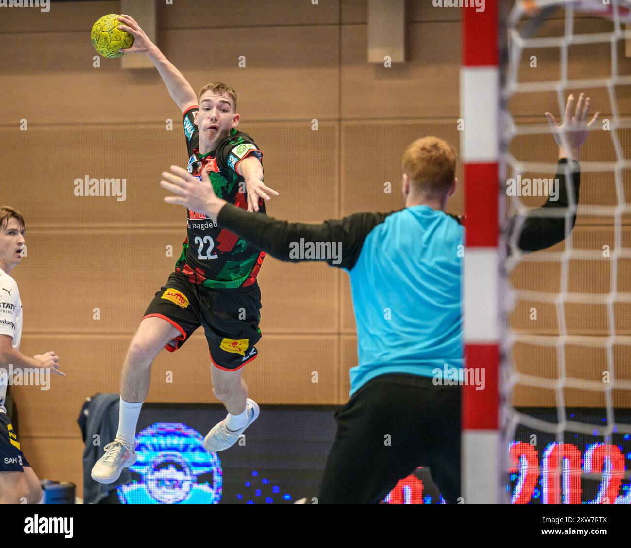 Lange, Pablo (SC Magdeburg, #22) GER, SC Magdeburg gegen sag-Skanderborg AGF, Handball, Diakin 1. Handballbundesliga Maenner, 2.Wartburg Cup, Spielzeit 2024/2025, Sonntag, 18.08.2024, 15:00 Uhr, Thüringen Foto: Eibner-Pressefoto/Martin Herbst Stockfoto