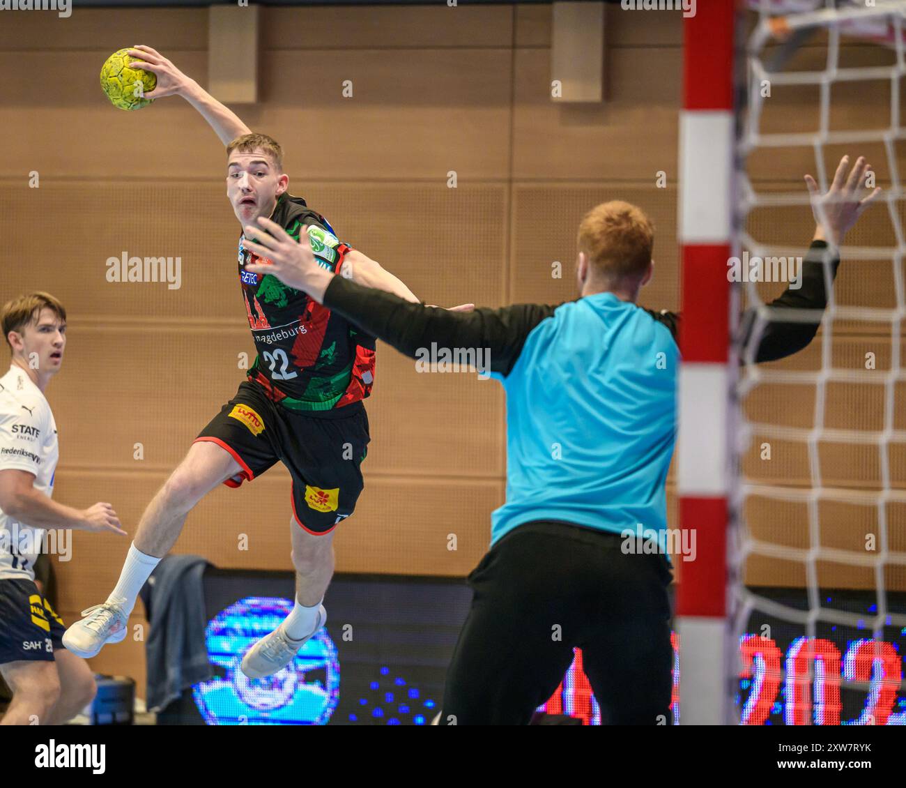 Lange, Pablo (SC Magdeburg, #22) GER, SC Magdeburg gegen sag-Skanderborg AGF, Handball, Diakin 1. Handballbundesliga Maenner, 2.Wartburg Cup, Spielzeit 2024/2025, Sonntag, 18.08.2024, 15:00 Uhr, Thüringen Foto: Eibner-Pressefoto/Martin Herbst Stockfoto