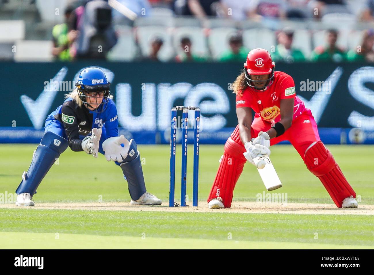 Hayley Matthews von Walisischen Fire Bats während des Finalspiels der Hundred Women's Final Match Walisische Fire Women vs London Spirit Women at Lords, London, Großbritannien, 18. August 2024 (Foto: Izzy Poles/News Images) Stockfoto