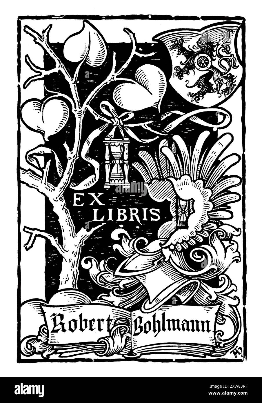 1890er Jahre ritterliches Designheft für Robert Bohlmann vom deutschen Künstler und Designer Adolf Matthias Hildebrandt Stockfoto