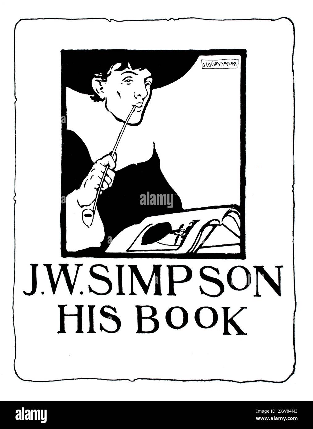 1898 persönlicher Bücherteller, entworfen vom schottischen Designer und Porträtmaler Joseph W Simpson Stockfoto