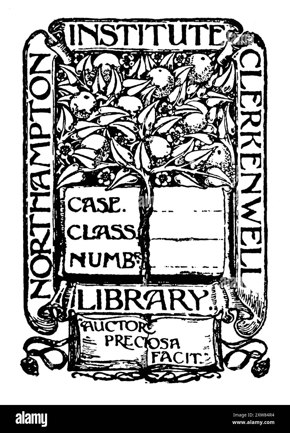 1898 Northampton Institute Library Clerkenwell Bücherteller entworfen von Clerkenwell, Künstler John Williams Stockfoto