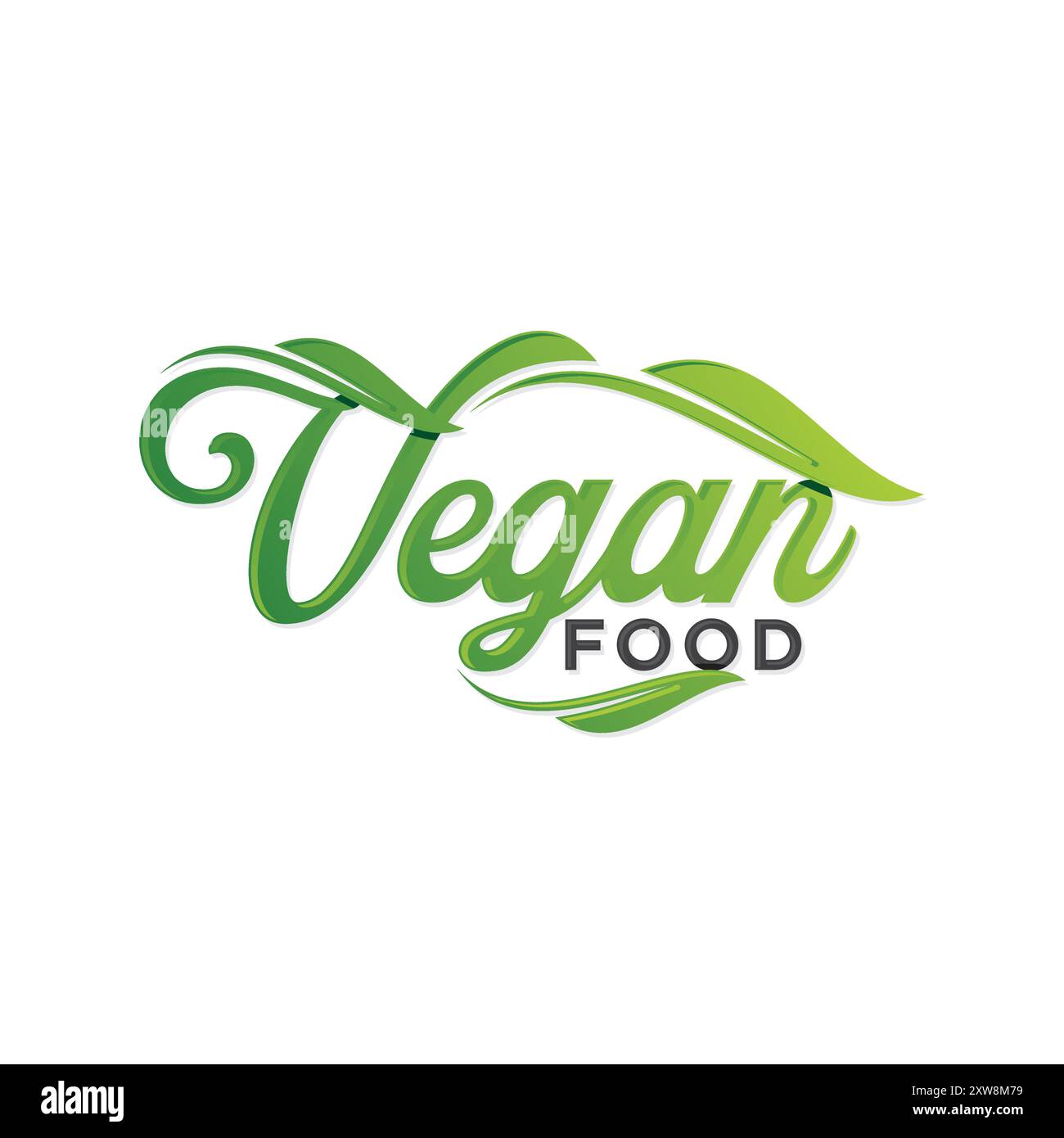 Vegan Food Letter Texttypografie für die Lebensmittelindustrie. Vektorvorlage Stock Vektor