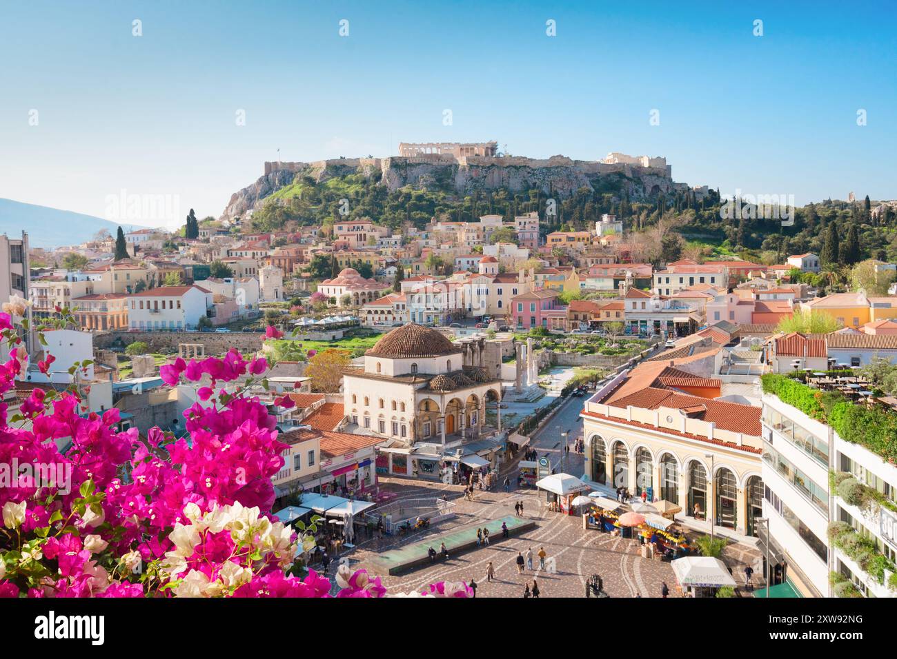 Skyline von Athenth mit Akropolis Stockfoto