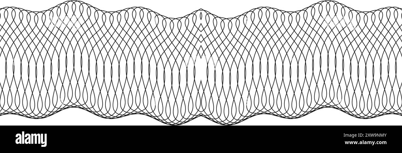 Guillochierung. Horizontales Linienmuster mit Geldzeichen Stock Vektor
