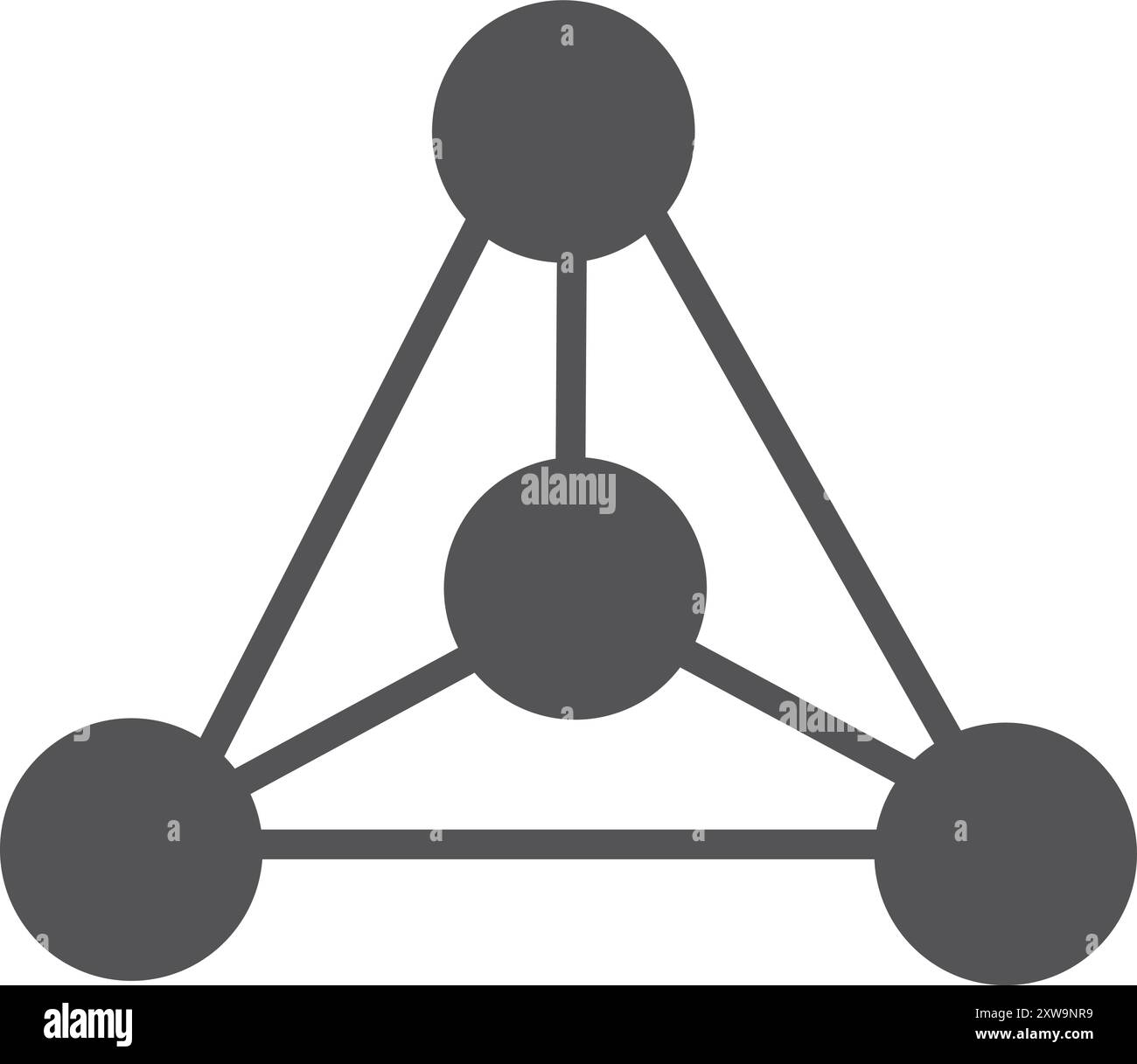 Symbol für chemische Struktur. Schwarzes wissenschaftliches Symbol. Verbindungszeichen Stock Vektor