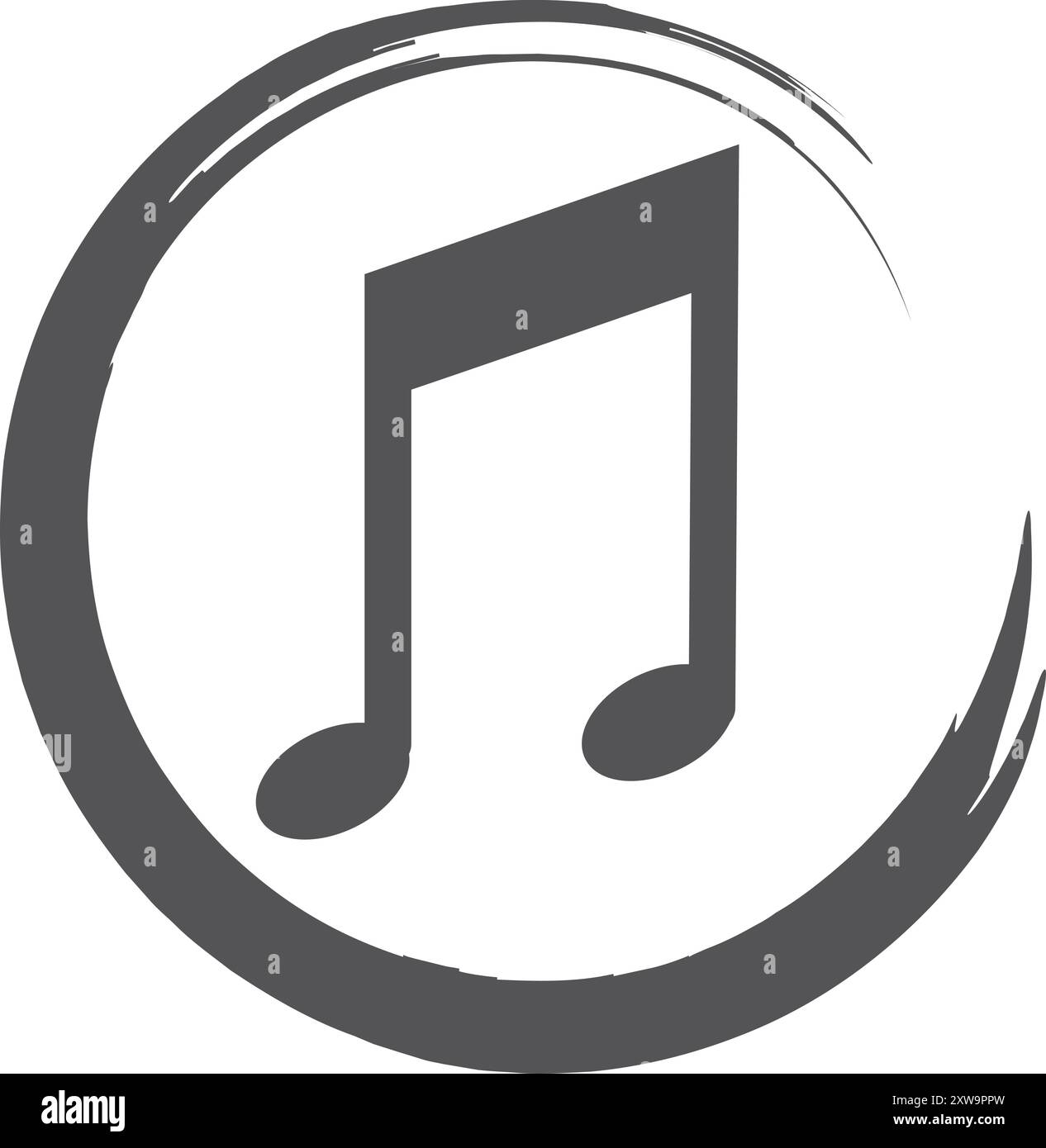 Rundes Logo für Musiknotizen. Viertelton-Symbol Stock Vektor