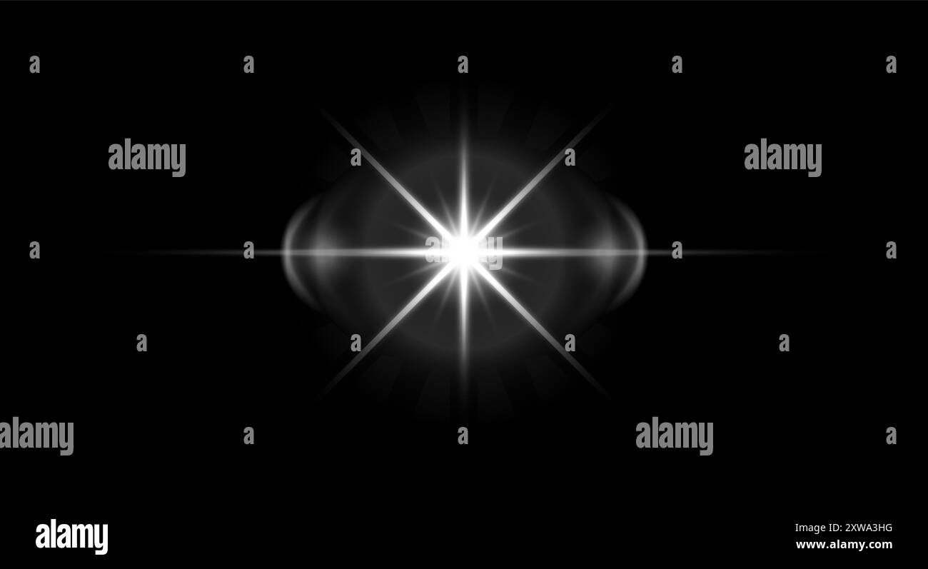 Sterneneffekt. Weiße Leuchtreflexion Stock Vektor
