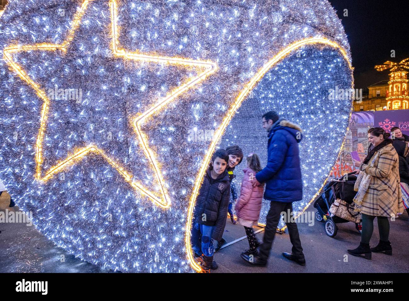 George Square Christmas Market, Glasgow, Lowlands, Großbritannien Stockfoto