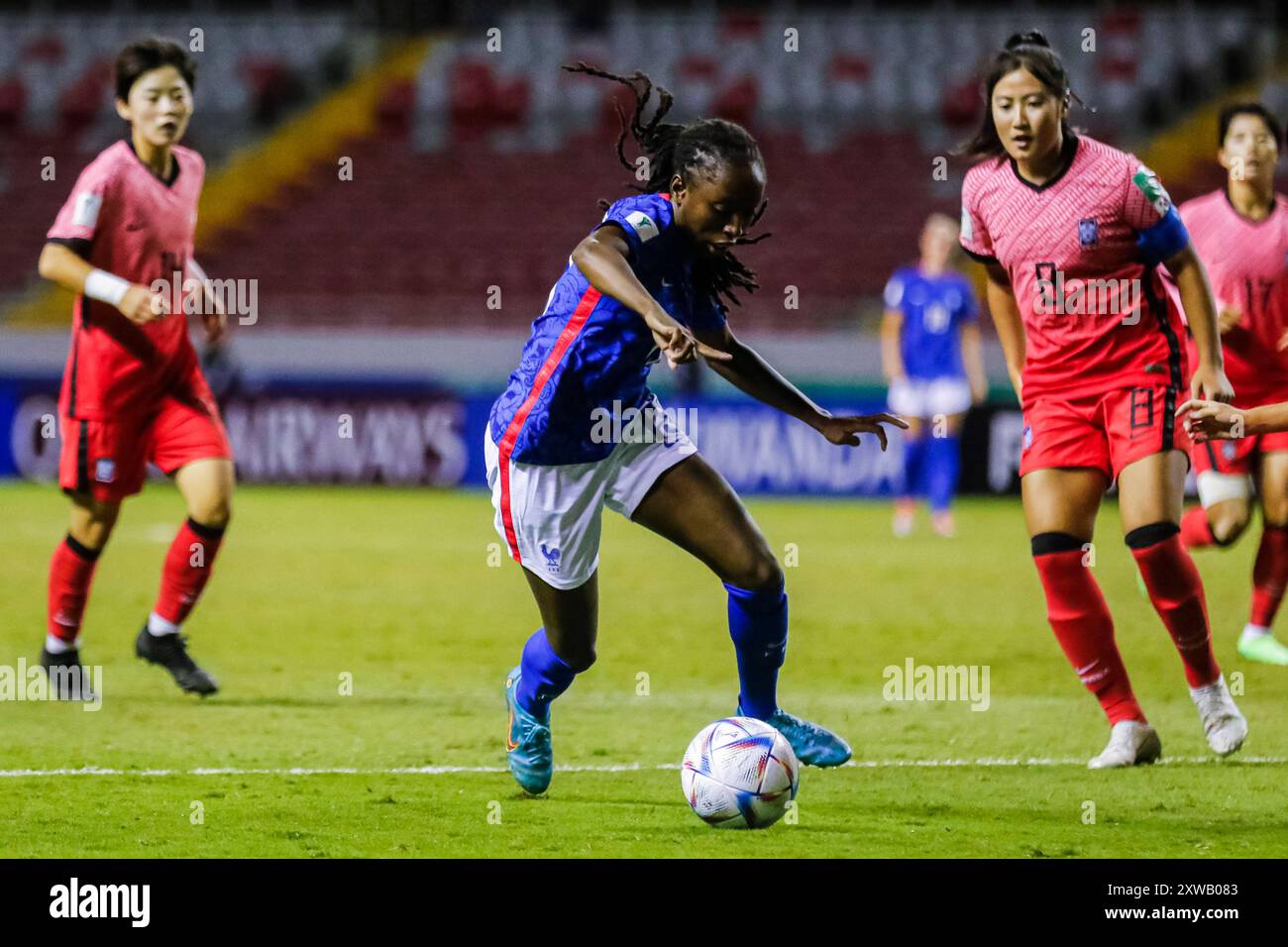 Manssita Traore aus Frankreich beim Spiel Frankreich gegen Korea am 17. August 2022 beim FIFA U-20-Frauen-Weltmeisterschaft Costa Rica. (Foto: Martín Fonseca Stockfoto