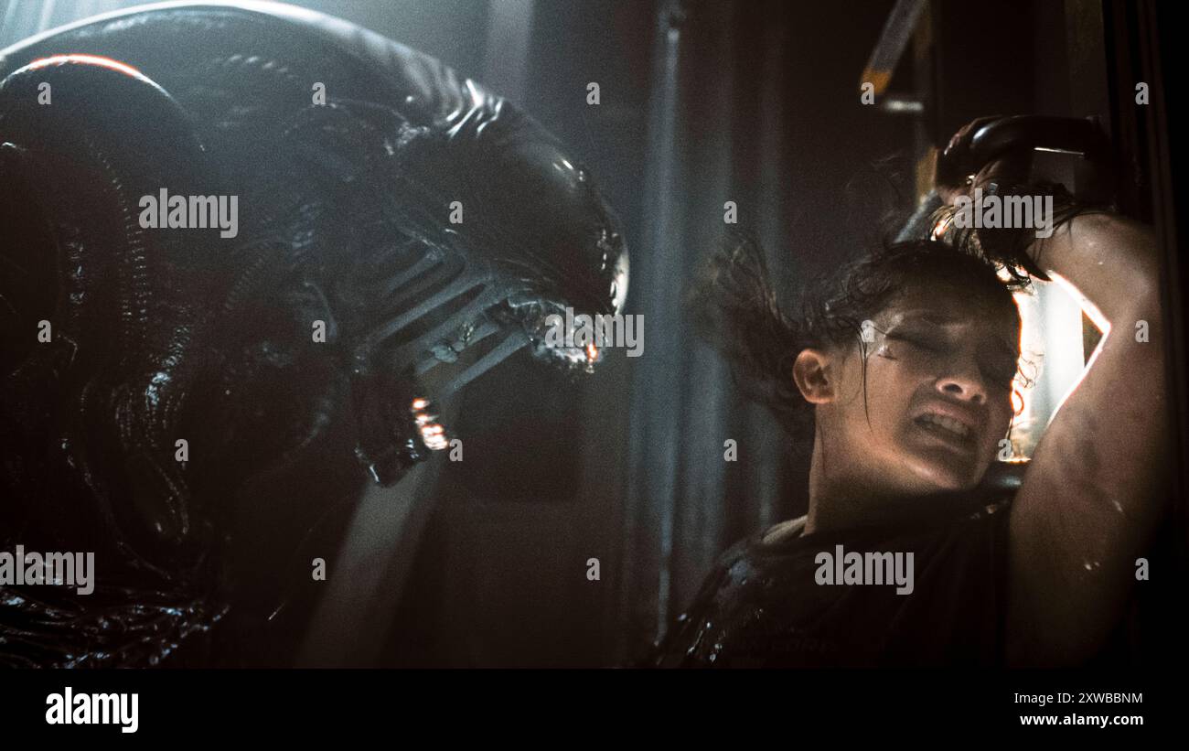 Alien: Romulus (2024) von Fede Alvarez mit Cailee Spaeny. Während sie die tiefen Enden einer verfallenen Raumstation durchwühlen, begegnet eine Gruppe junger Raumkolonisierer der schrecklichsten Lebensform des Universums. Werbung noch ***NUR REDAKTIONELLE VERWENDUNG***. Quelle: BFA / 20th Century Studios Stockfoto