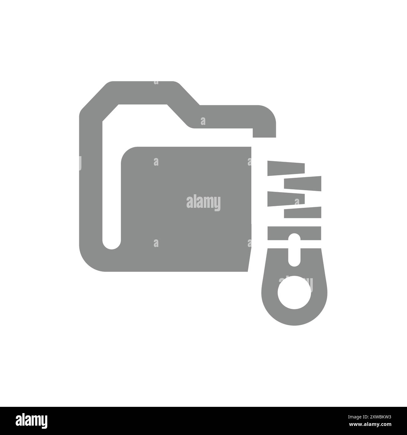 Vektorsymbol für gezippten Ordner. Archivdatei, ZIP und Zipper. Stock Vektor