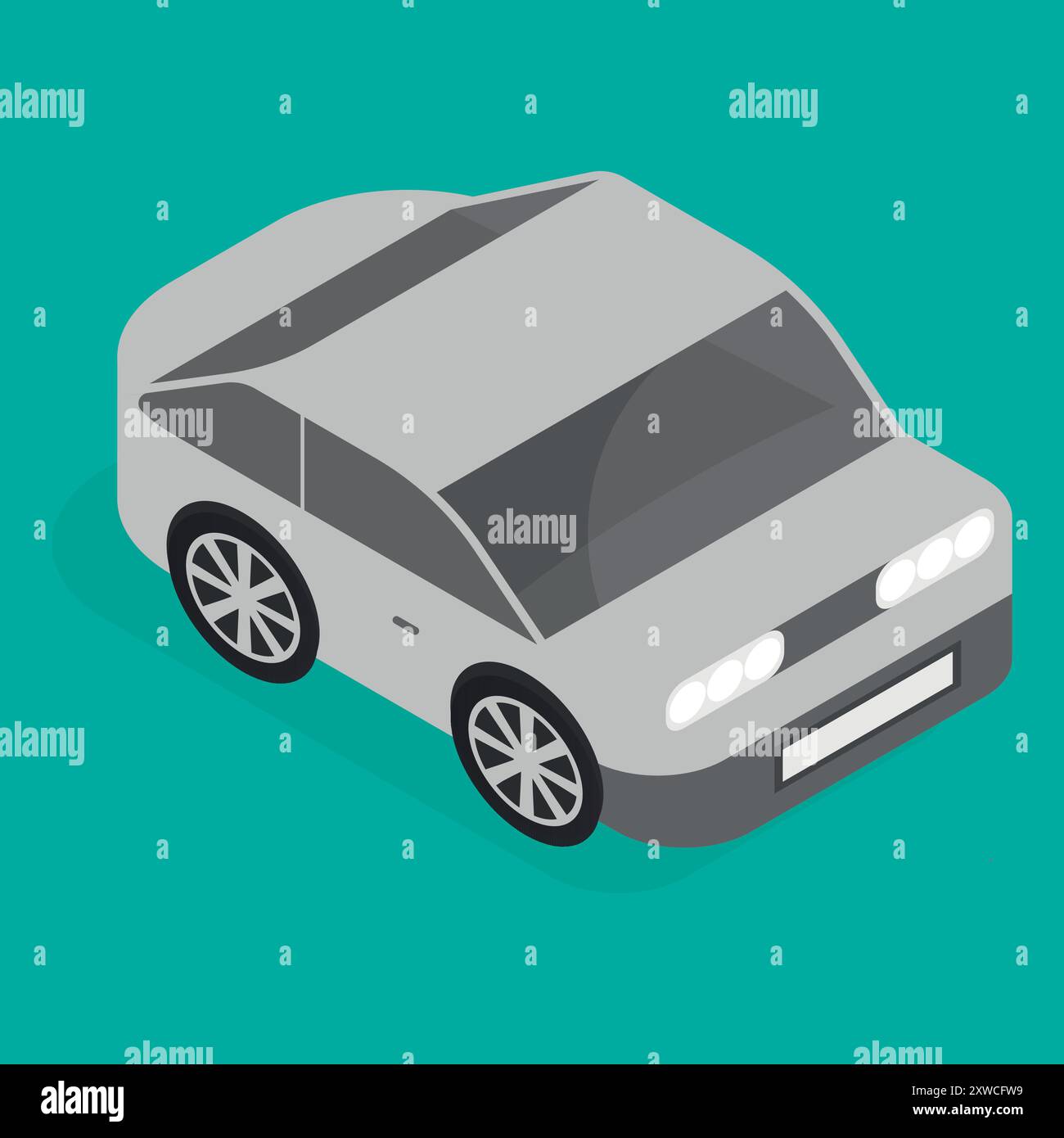 Isometrisches Flachfahrzeug. Spielzeugautos. Mini Modellautos. Vektorabbildung. Eps 10. Stock Vektor