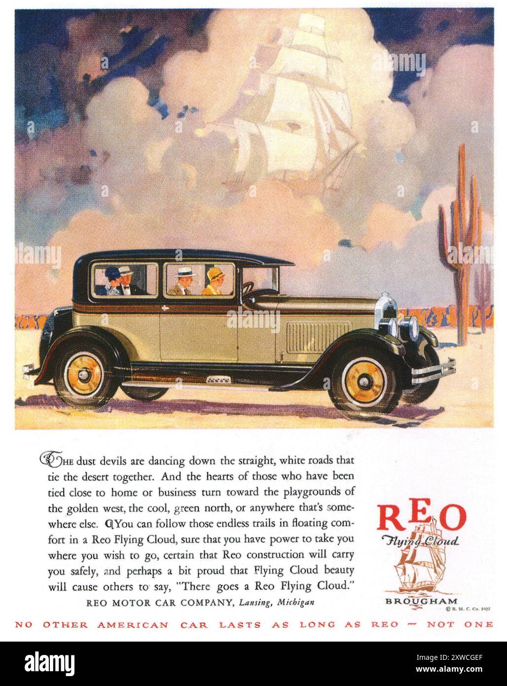1927 Reo Flying Cloud Brougham Werbung Stockfoto