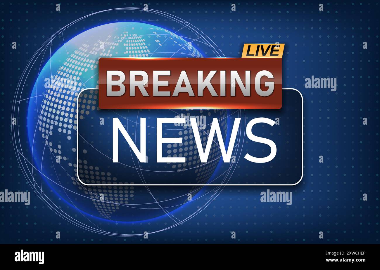 Breaking News Broadcast Vektor futuristischer Hintergrund mit Weltkarte. Vektorabbildung. Eps 10. Stock Vektor