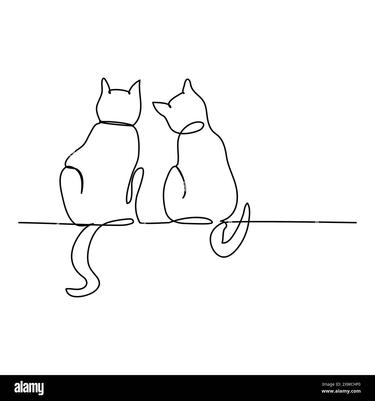 Katzenvektor mit kontinuierlicher einzeiliger Kunstzeichnung. Neues minimalistisches Design Minimalismus Tier Haustier der Katze Illustration. Stock Vektor