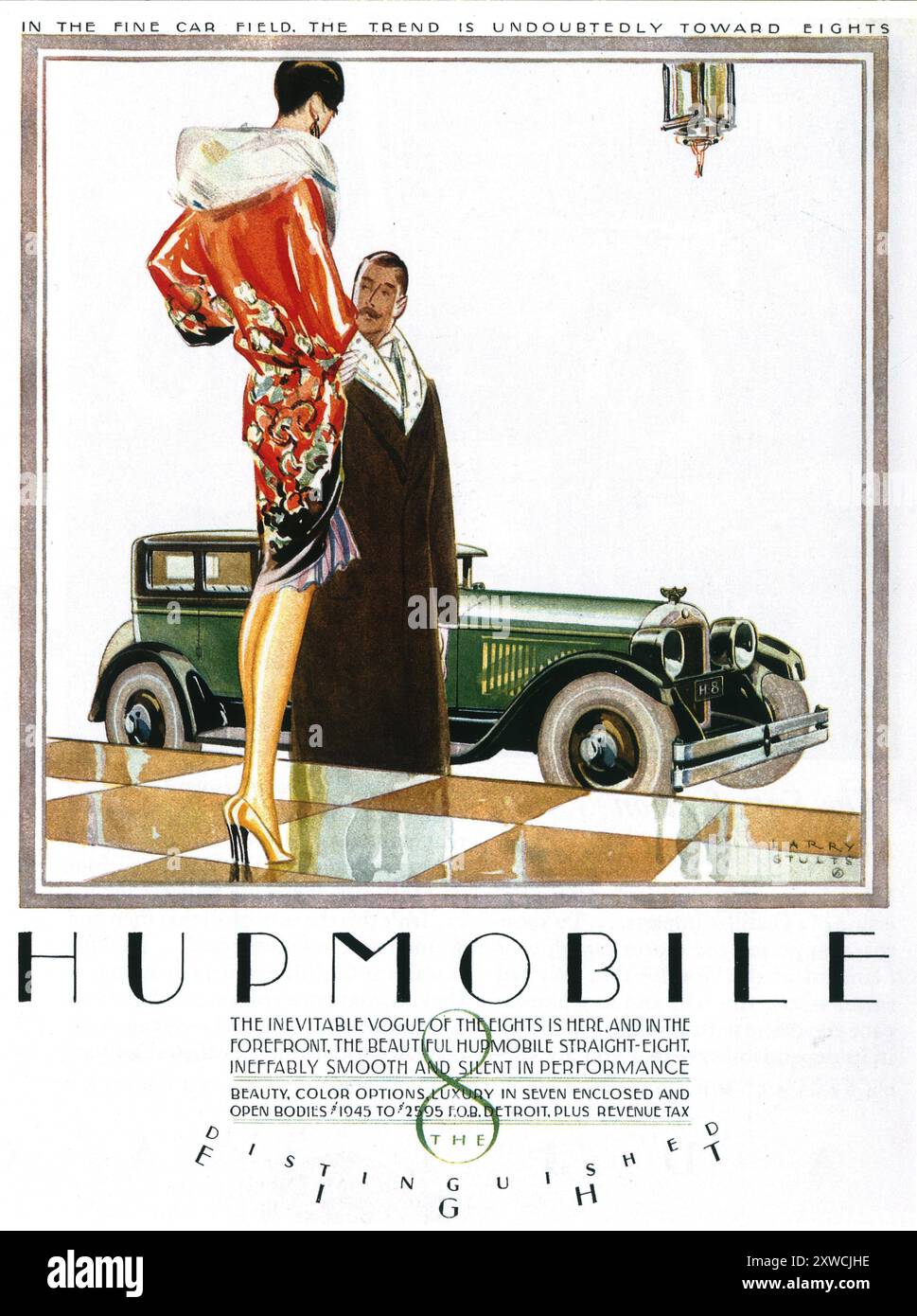 1926 Hubmobile gerade-acht-Werbespot mit Larry Stults Illustration Stockfoto