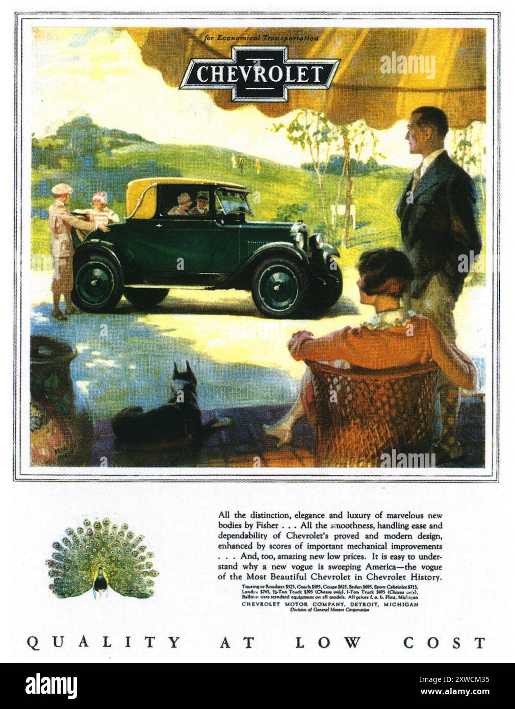 1927 Chevrolet-Werbespot mit Frederic Mizen-Kunstwerk Stockfoto