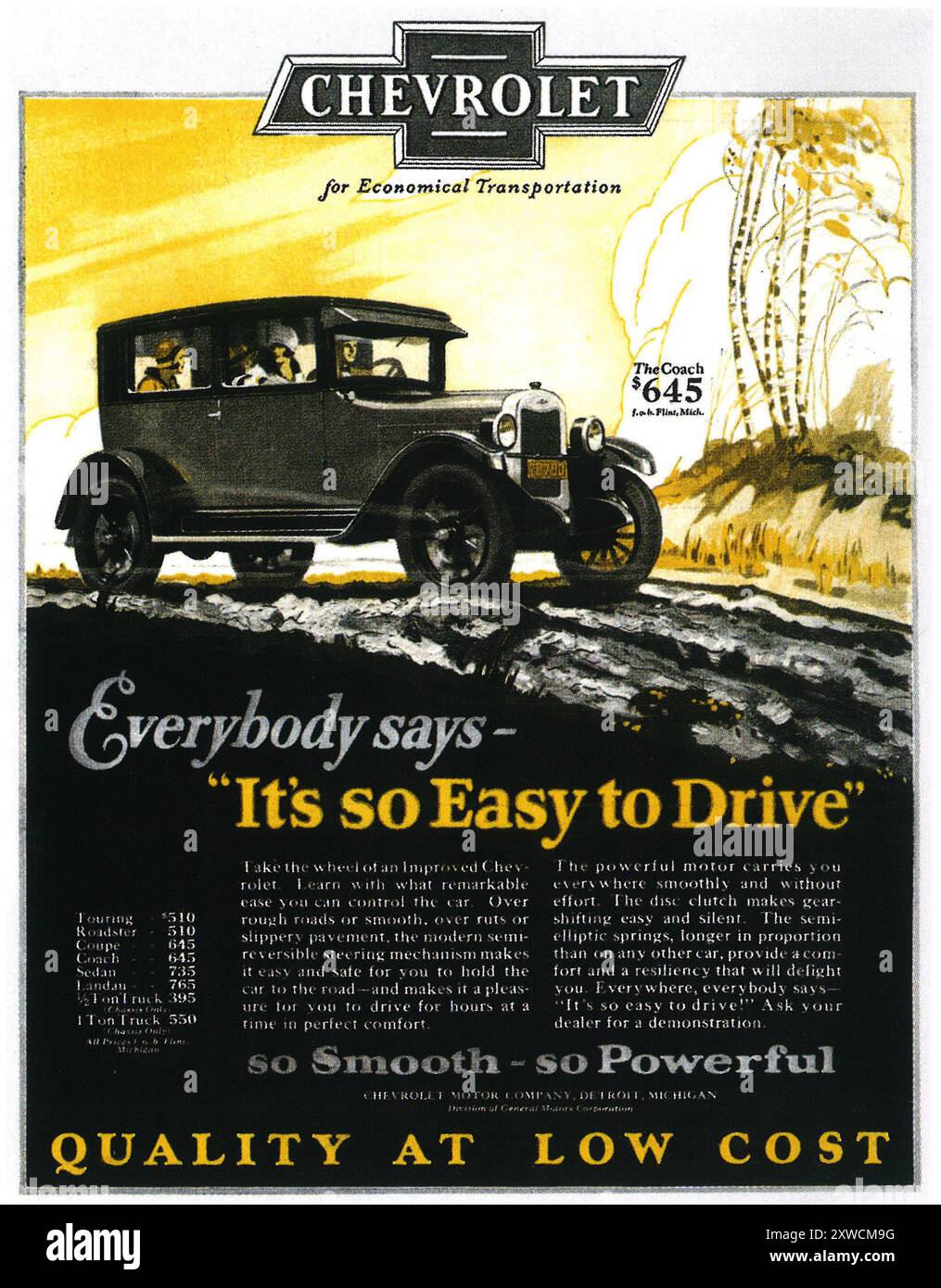 1926 Chevrolet Ad Stockfoto