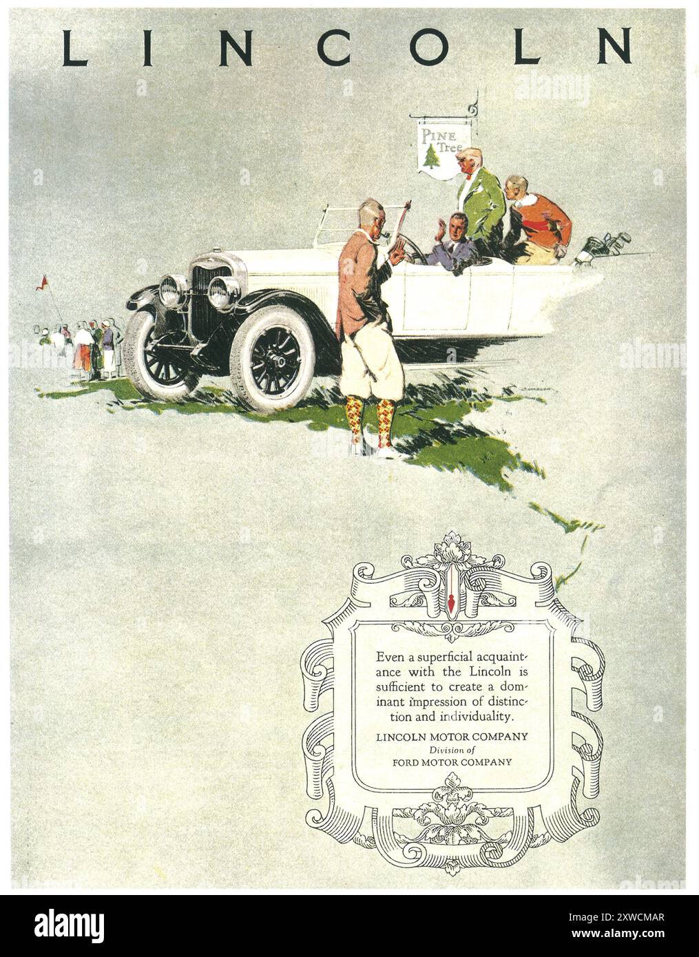 1926 Anzeige für Lincoln Auto Stockfoto