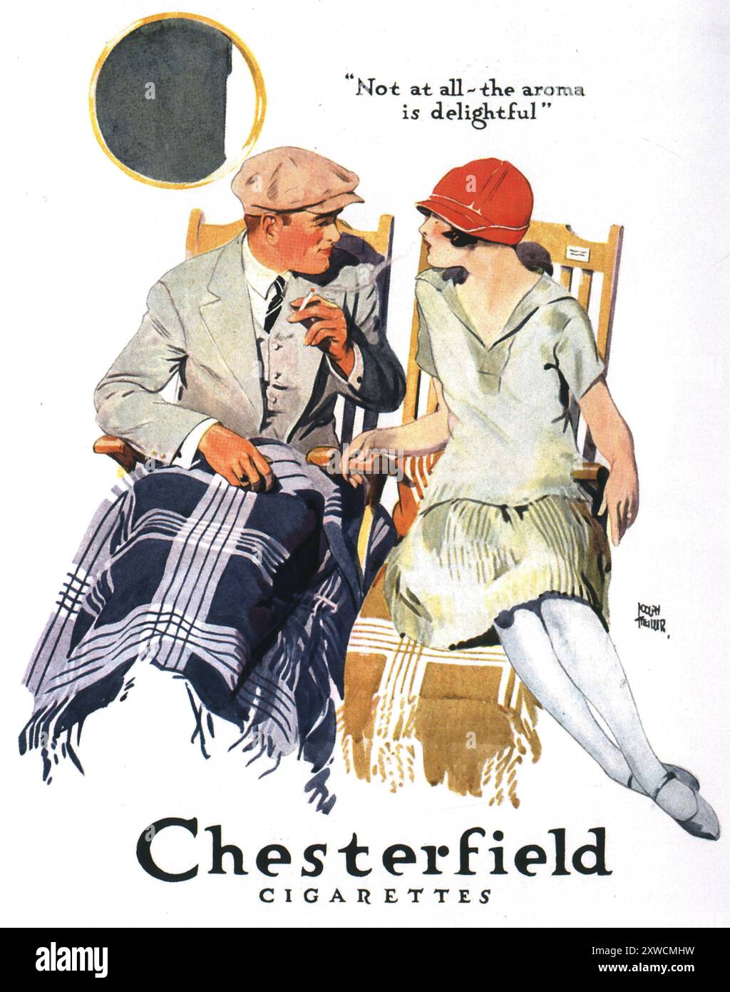 1926 Chesterfield Zigaretten Ad-Adolph Treidler Illustration Stockfoto