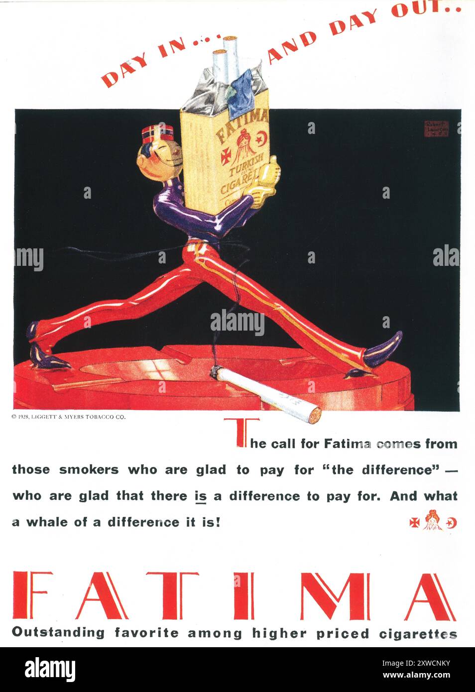 1927 Fatima Zigarettenwerbung Stockfoto