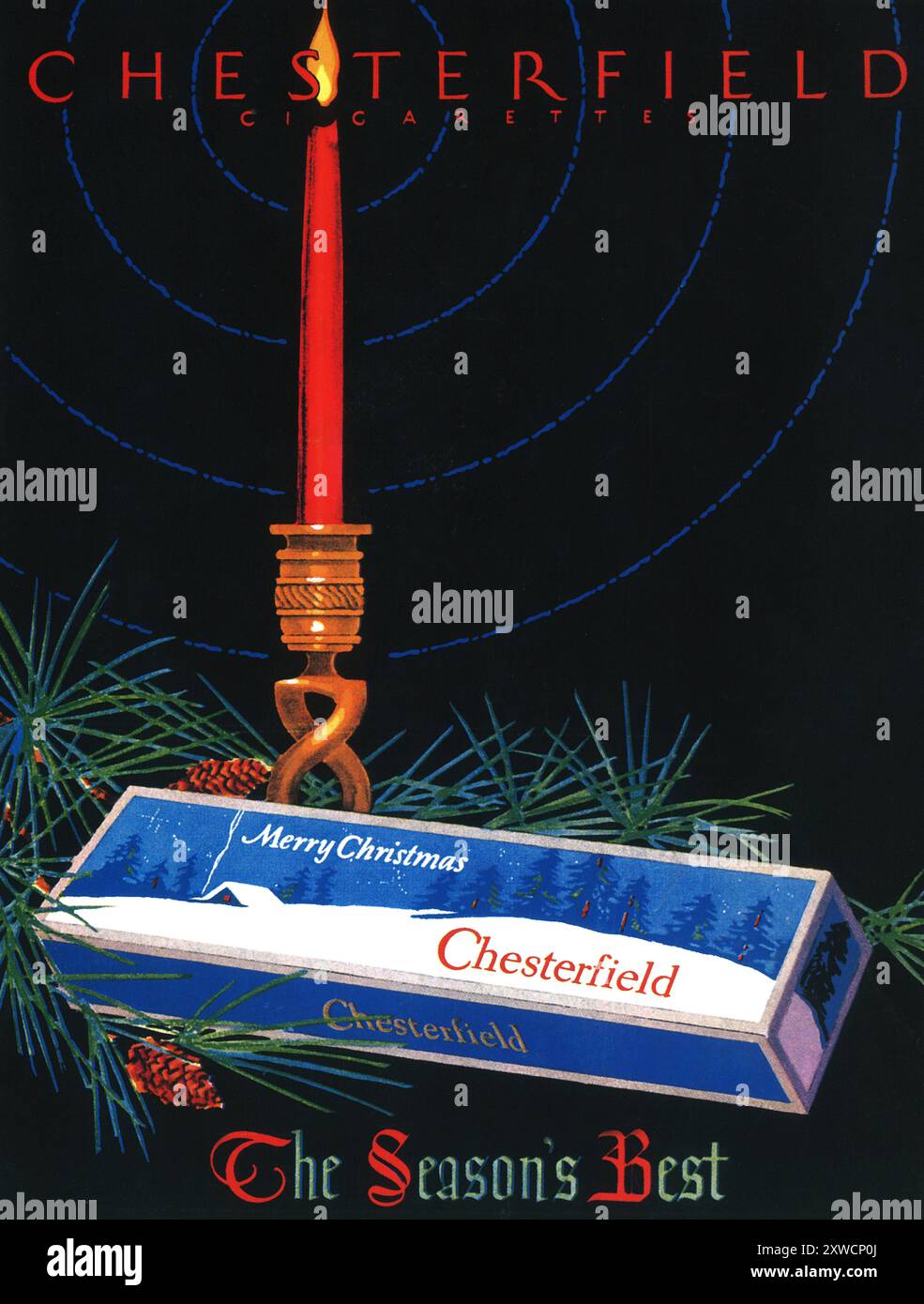 1928 Chesterfield Zigaretten Weihnachtswerbung Stockfoto