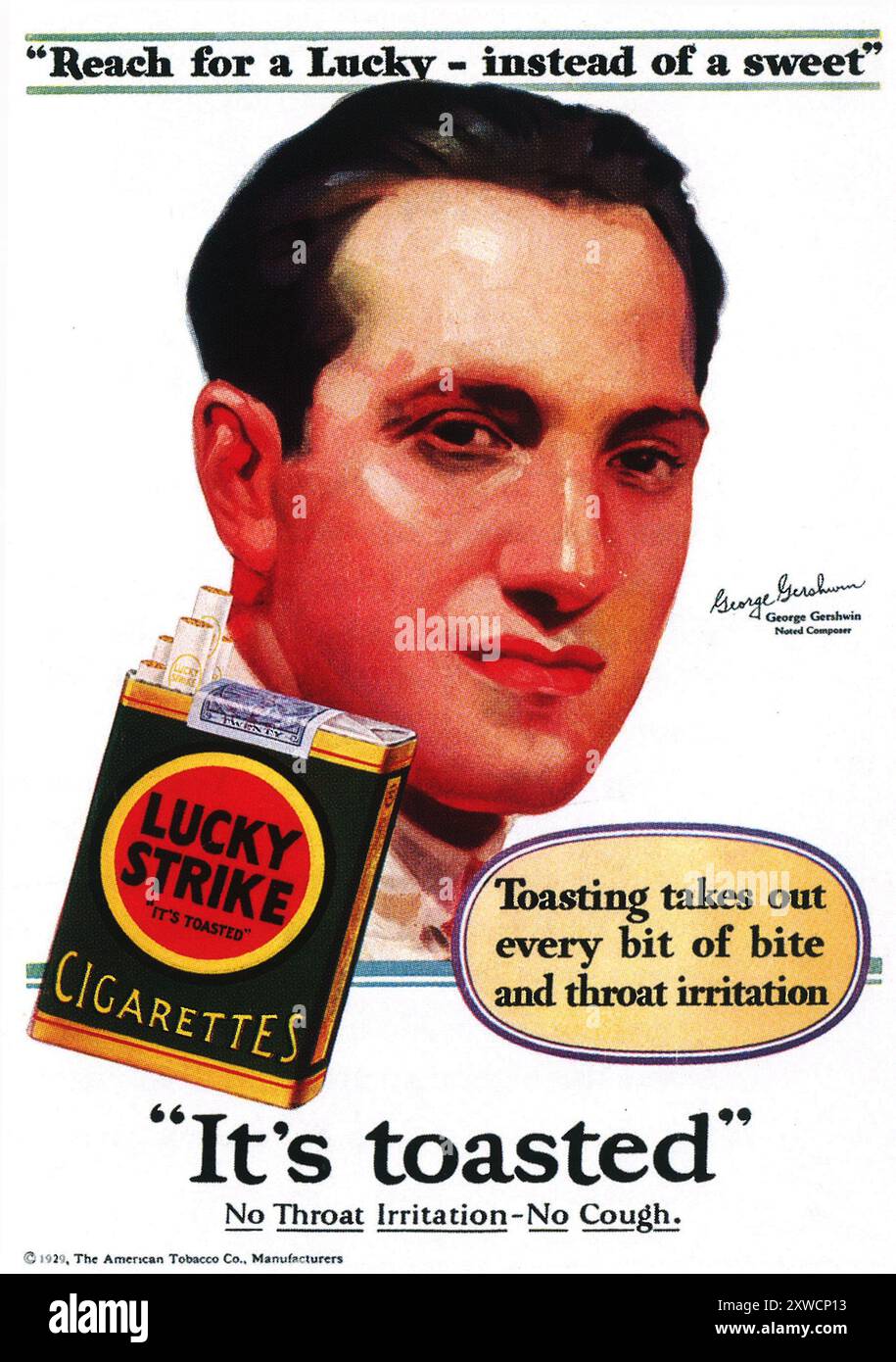 1929 Lucky Strike Zigarettenwerbung mit George Gershwin Stockfoto