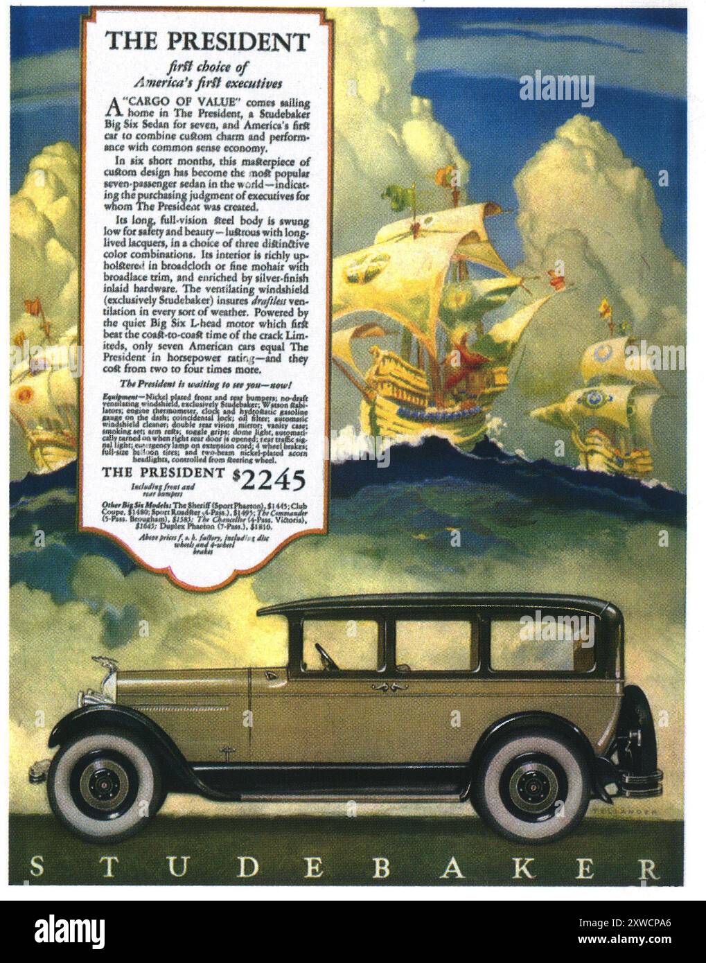 1927 Studebaker, Der Präsident-Car-Werbespot Stockfoto