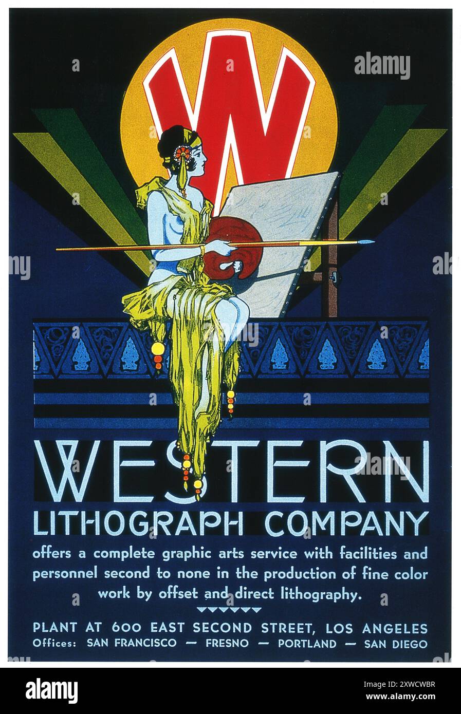 1928 Anzeige der Western Lithograph Company Stockfoto