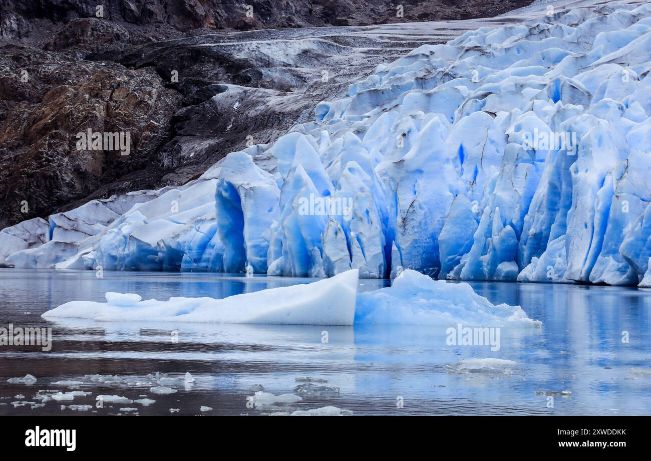 Eisstück im Grau-See, in der Nähe des Grauen Gletschers im Südpatagonischen Eisfeld, Chile Stockfoto