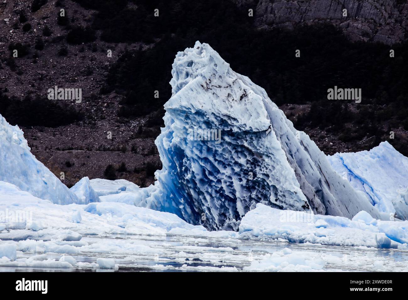 Eisstück im Grau-See, in der Nähe des Grauen Gletschers im Südpatagonischen Eisfeld, Chile Stockfoto