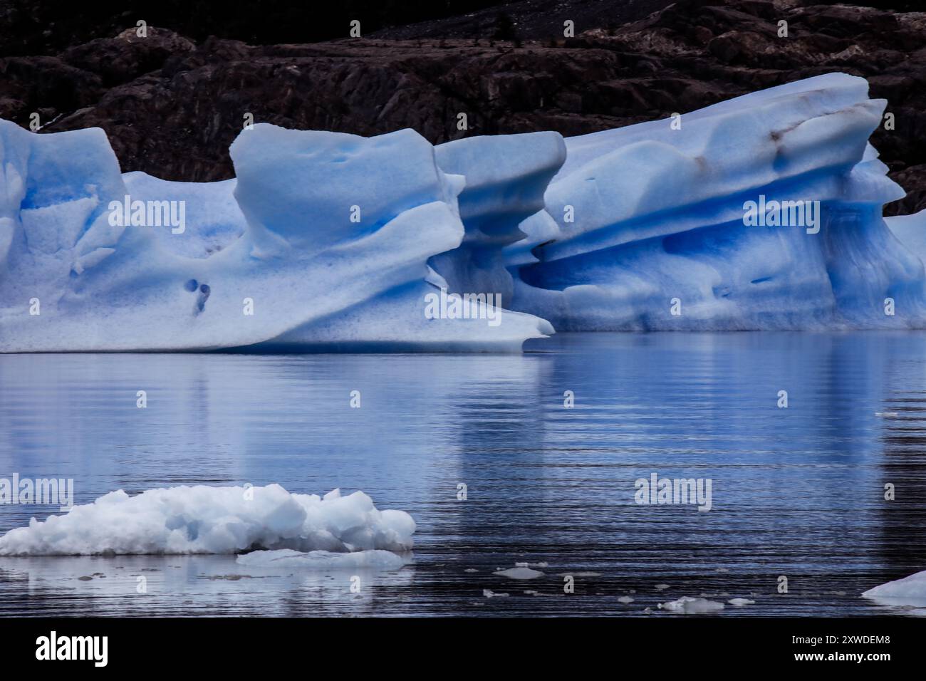 Eisstück im Grau-See, in der Nähe des Grauen Gletschers im Südpatagonischen Eisfeld, Chile Stockfoto