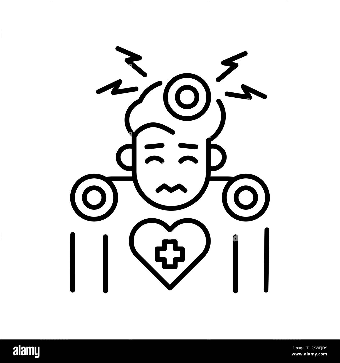 Farbsymbol für psychosomatische Störungen. Signieren Sie für Webseite, mobile App, Schaltfläche, Logo. Schaltfläche Vektorisoliert. Bearbeitbare Kontur. Stock Vektor